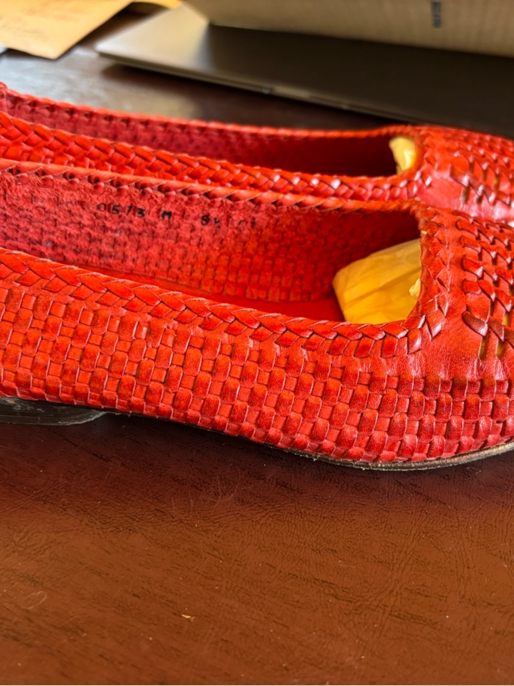 Cole Haan Red Woven Leather Slip-On Flats - Picture 5 of 7